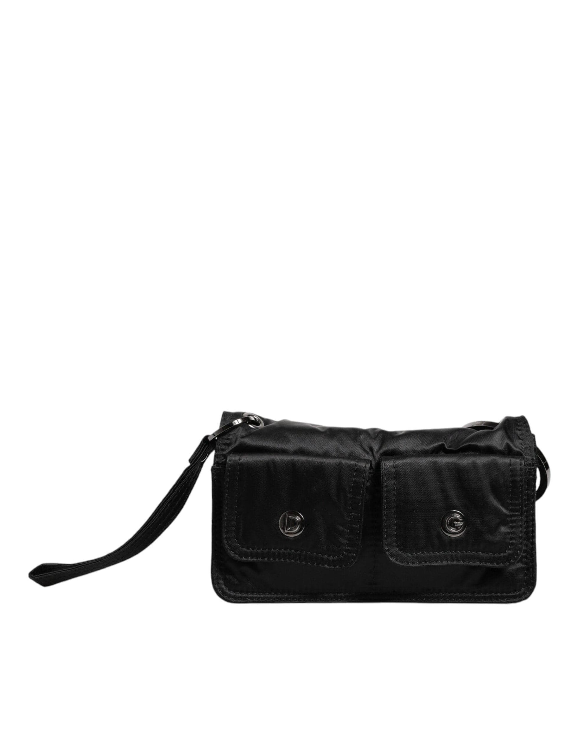 Dolce & Gabbana Dolce & Gabbana Black Fabric Logo Two Way Clutch Crossbody Bag