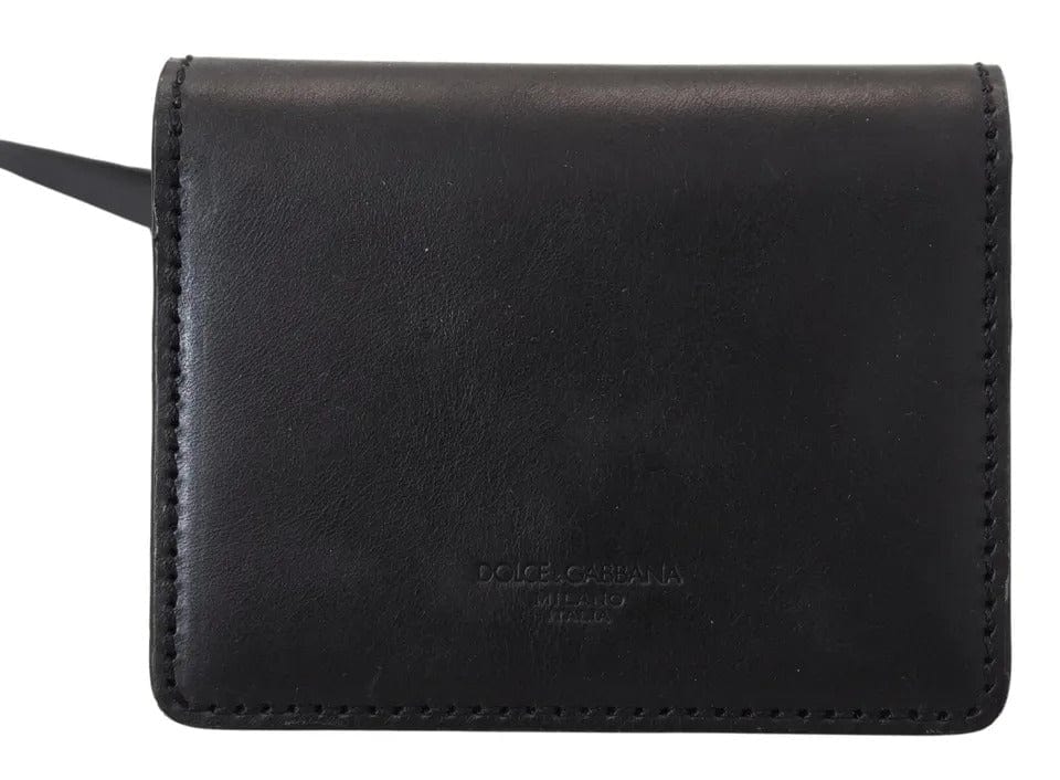 Dolce & Gabbana Dolce & Gabbana Black Leather Bifold Shoulder Sling Women Wallet