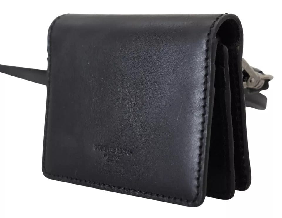 Dolce & Gabbana Dolce & Gabbana Black Leather Bifold Shoulder Sling Women Wallet