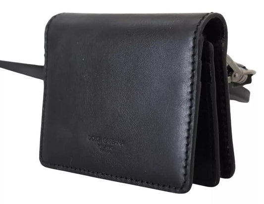 Dolce & Gabbana Dolce & Gabbana Black Leather Bifold Shoulder Sling Women Wallet