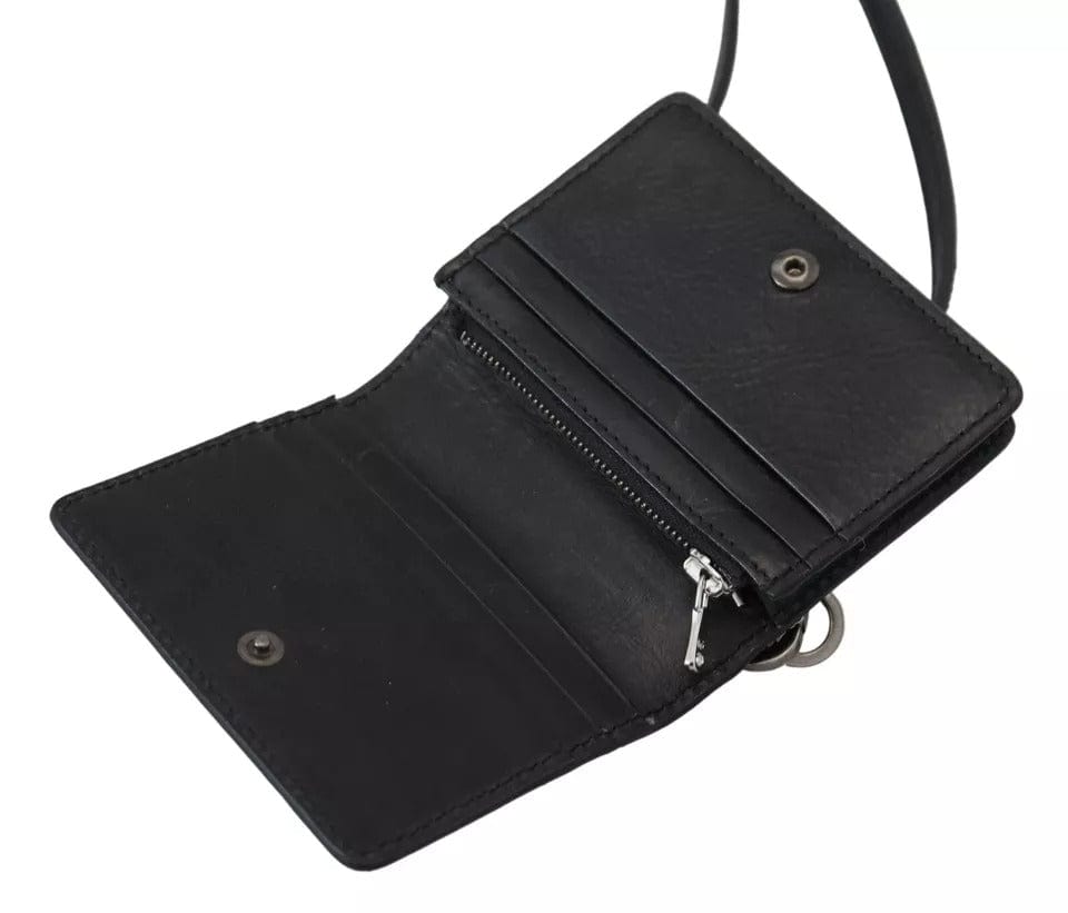 Dolce & Gabbana Dolce & Gabbana Black Leather Bifold Shoulder Sling Women Wallet