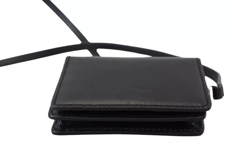 Dolce & Gabbana Dolce & Gabbana Black Leather Bifold Shoulder Sling Women Wallet