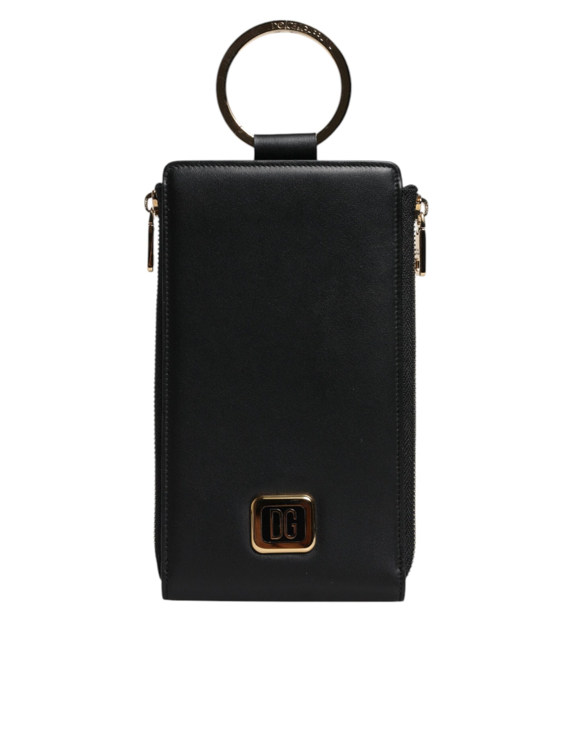 Dolce & Gabbana Dolce & Gabbana Black Leather Logo Plaque Neck Strap Card Coin Wallet