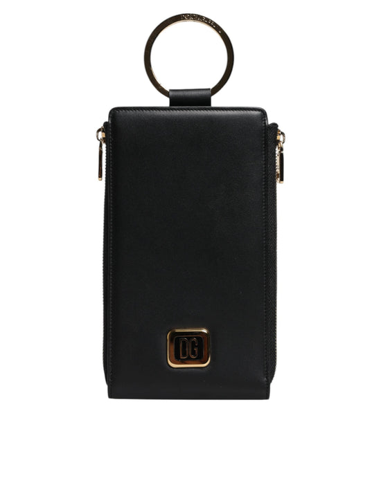 Dolce & Gabbana Dolce & Gabbana Black Leather Logo Plaque Neck Strap Card Coin Wallet