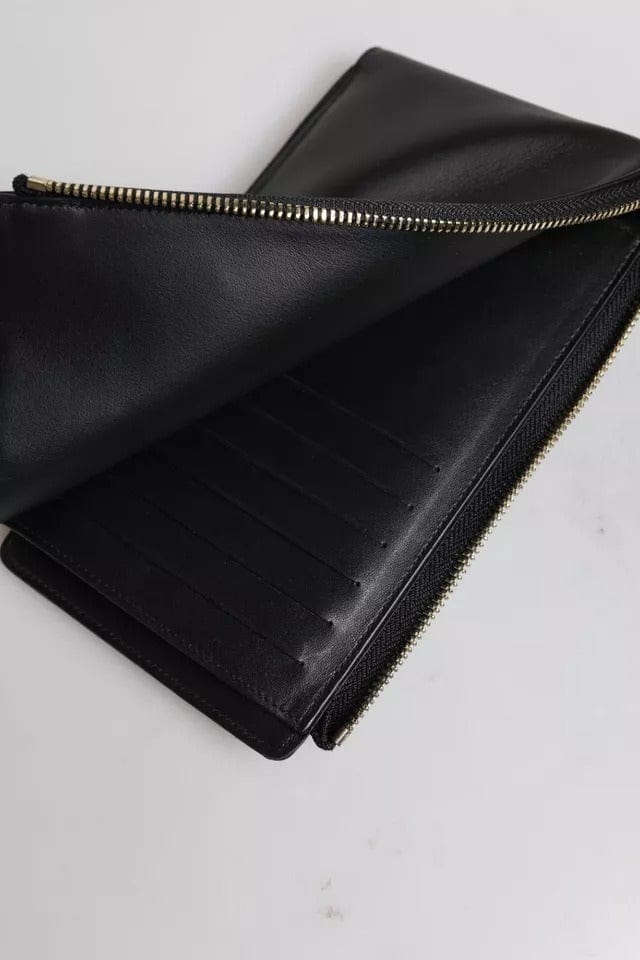 Dolce & Gabbana Dolce & Gabbana Black Leather Logo Plaque Neck Strap Card Coin Wallet