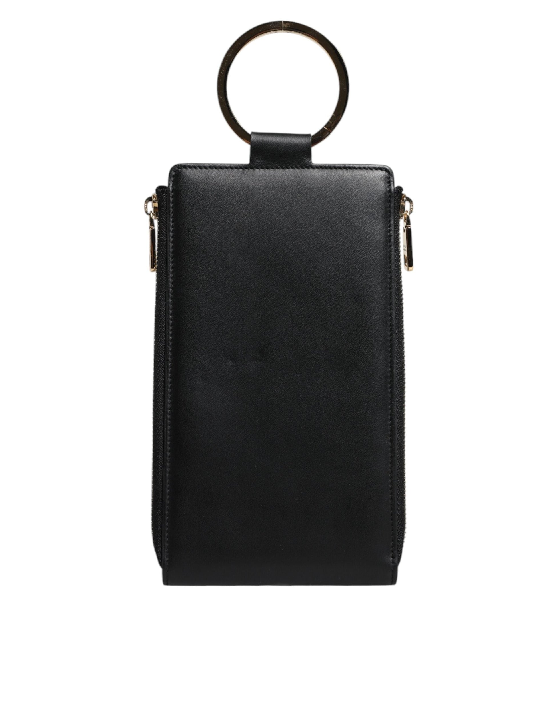 Dolce & Gabbana Dolce & Gabbana Black Leather Logo Plaque Neck Strap Card Coin Wallet