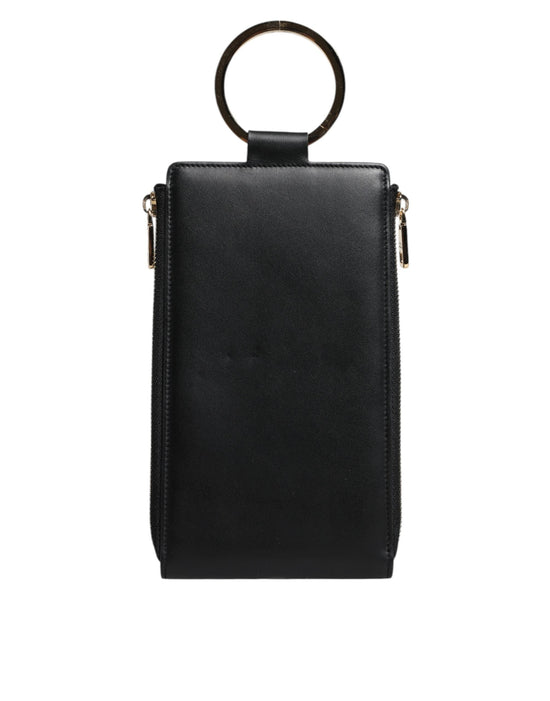 Dolce & Gabbana Dolce & Gabbana Black Leather Logo Plaque Neck Strap Card Coin Wallet