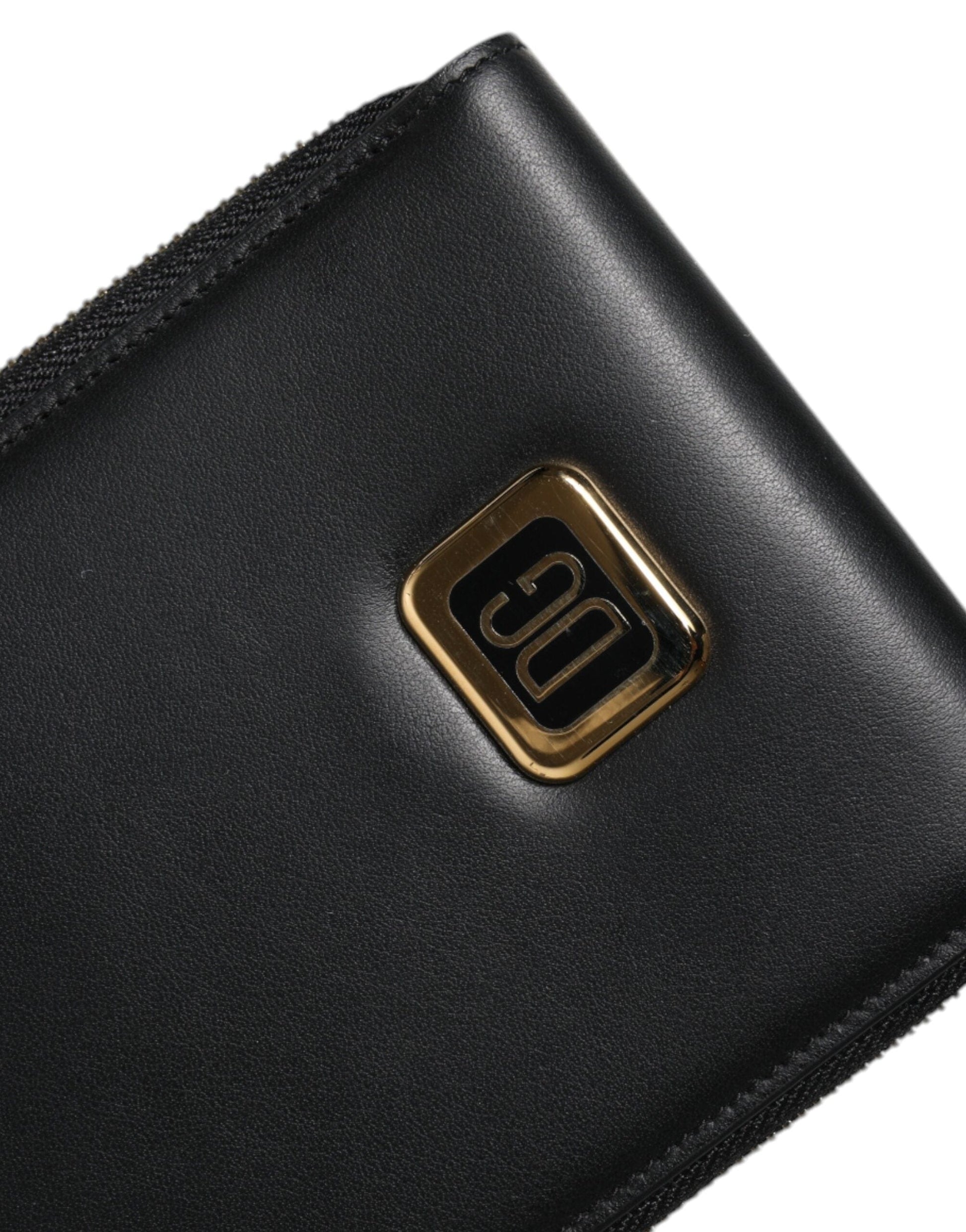 Dolce & Gabbana Dolce & Gabbana Black Leather Logo Plaque Neck Strap Card Coin Wallet