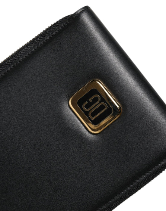 Dolce & Gabbana Dolce & Gabbana Black Leather Logo Plaque Neck Strap Card Coin Wallet
