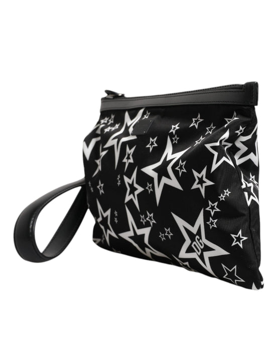 Dolce & Gabbana Dolce & Gabbana Black White Stars Pattern Clutch Pouch Bag