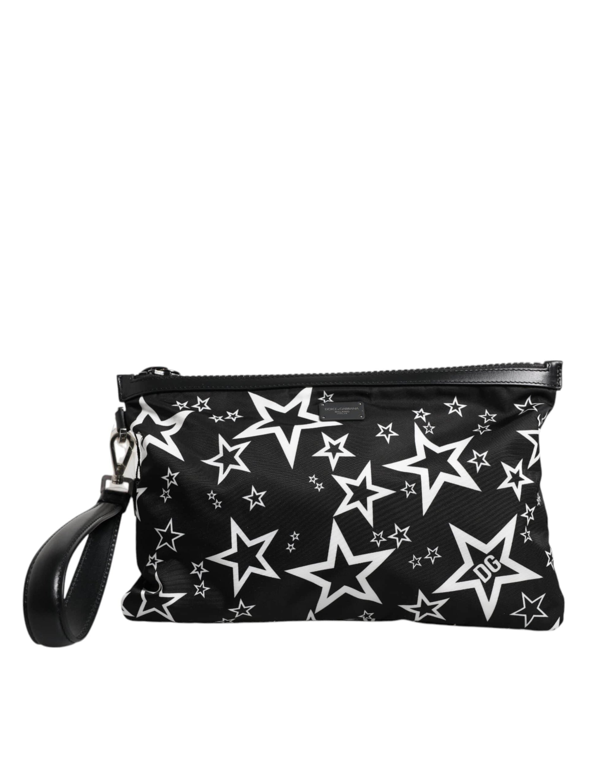 Dolce & Gabbana Dolce & Gabbana Black White Stars Pattern Clutch Pouch Bag