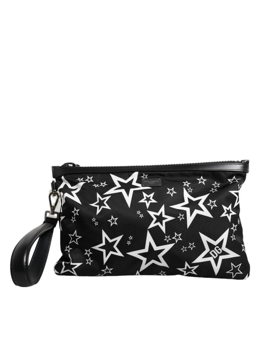 Dolce & Gabbana Dolce & Gabbana Black White Stars Pattern Clutch Pouch Bag
