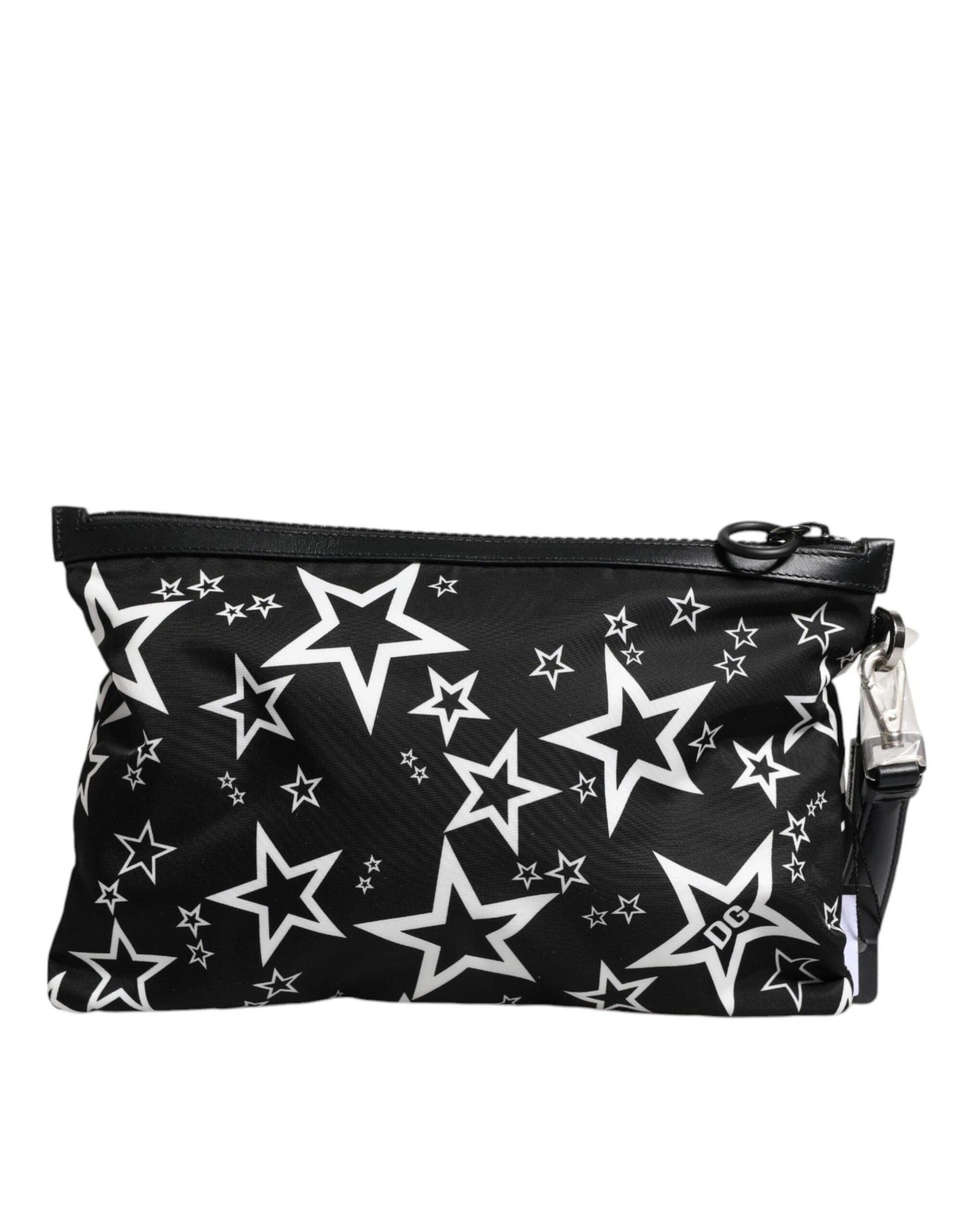 Dolce & Gabbana Dolce & Gabbana Black White Stars Pattern Clutch Pouch Bag