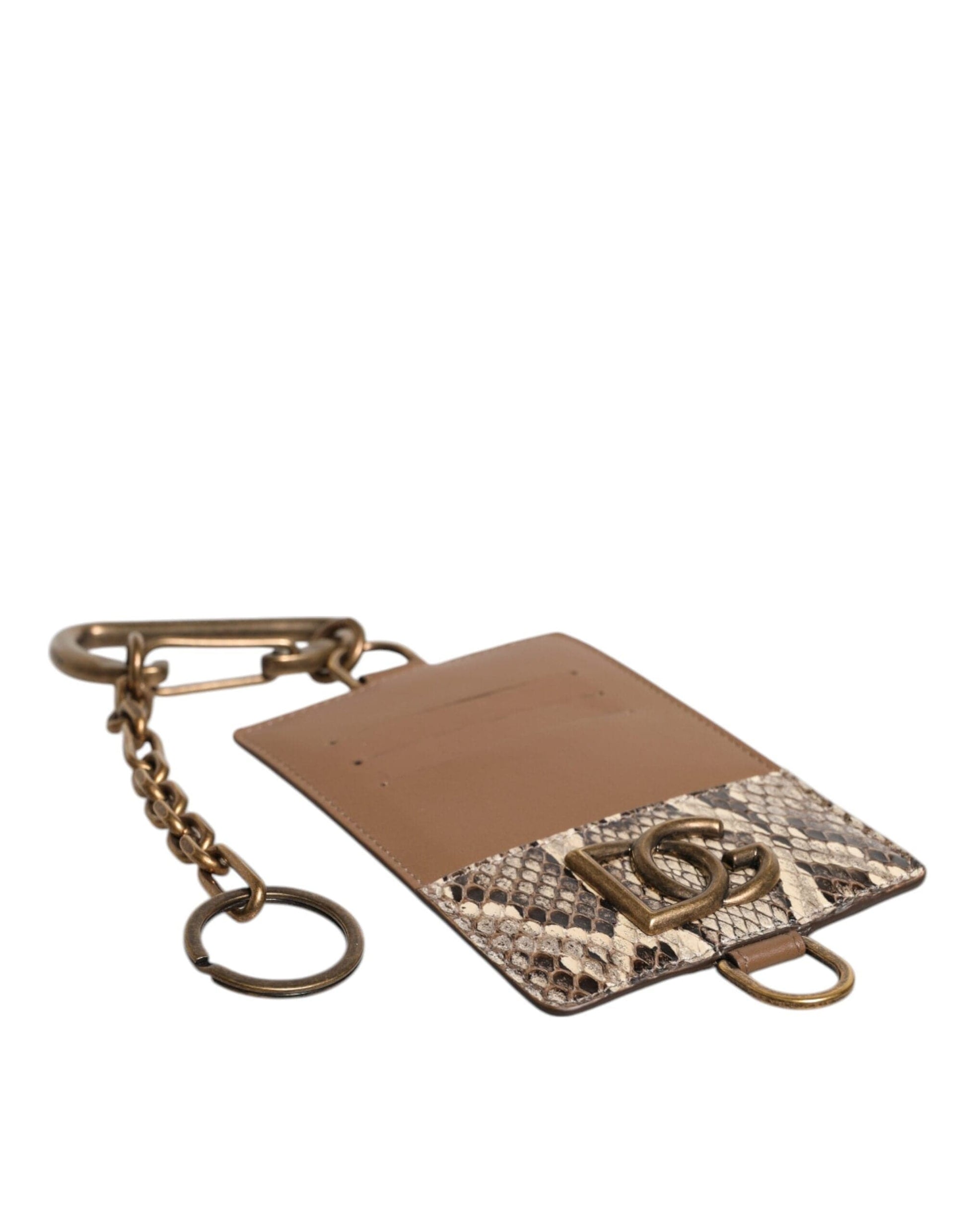 Dolce & Gabbana Dolce & Gabbana Brown Exotic Leather Card Holder DG Logo Plaque Wallet