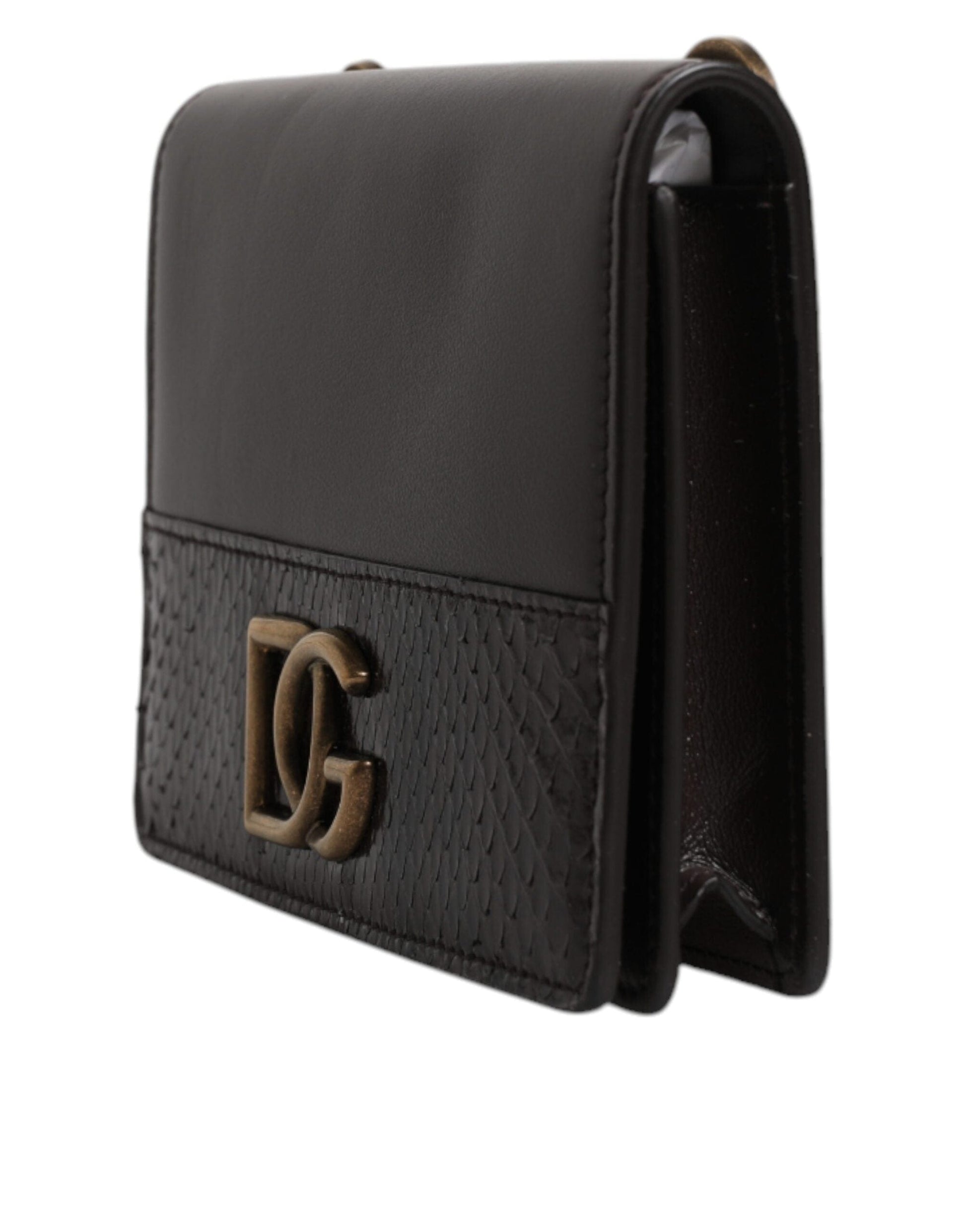 Dolce & Gabbana Dolce & Gabbana Brown Leather Bifold DG Logo Cardholder Sling Strap Wallet