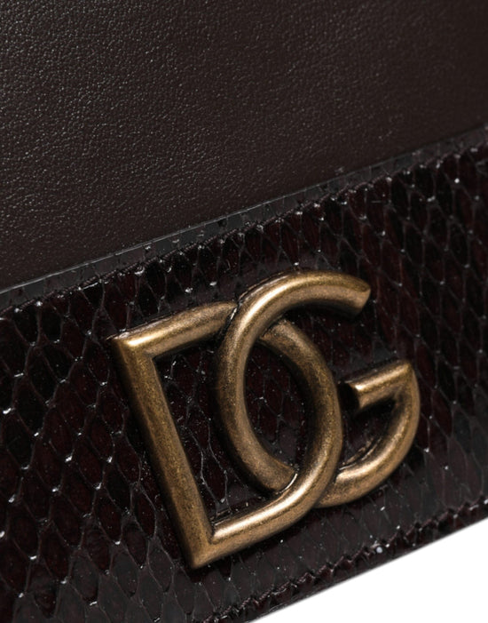Dolce & Gabbana Dolce & Gabbana Brown Leather Bifold DG Logo Cardholder Sling Strap Wallet