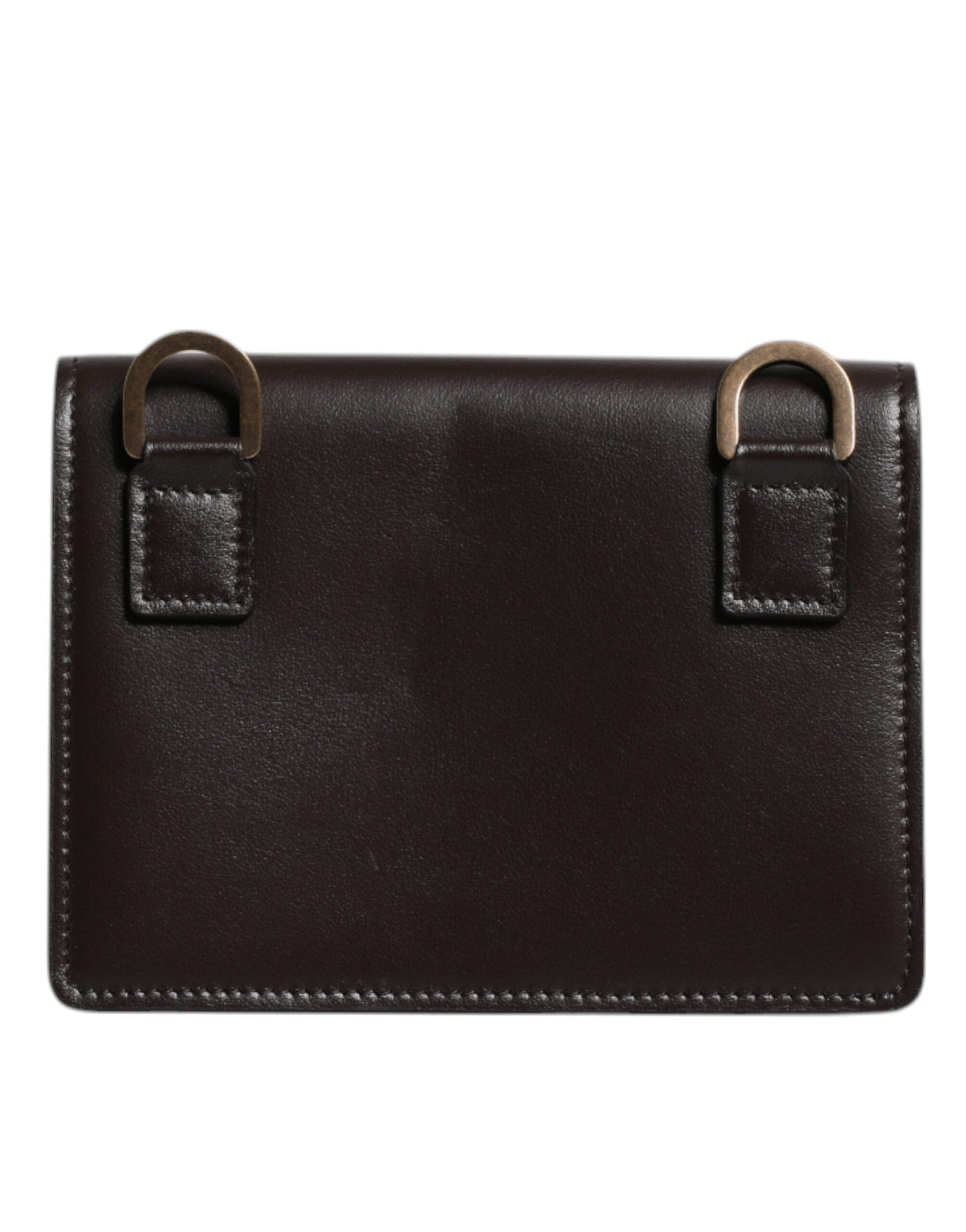 Dolce & Gabbana Dolce & Gabbana Brown Leather Bifold DG Logo Cardholder Sling Strap Wallet