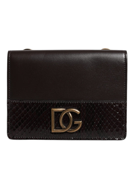 Dolce & Gabbana Dolce & Gabbana Brown Leather Bifold DG Logo Cardholder Sling Strap Wallet