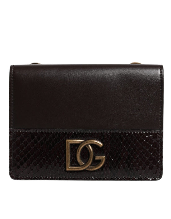 Dolce & Gabbana Dolce & Gabbana Brown Leather Bifold DG Logo Cardholder Sling Strap Wallet