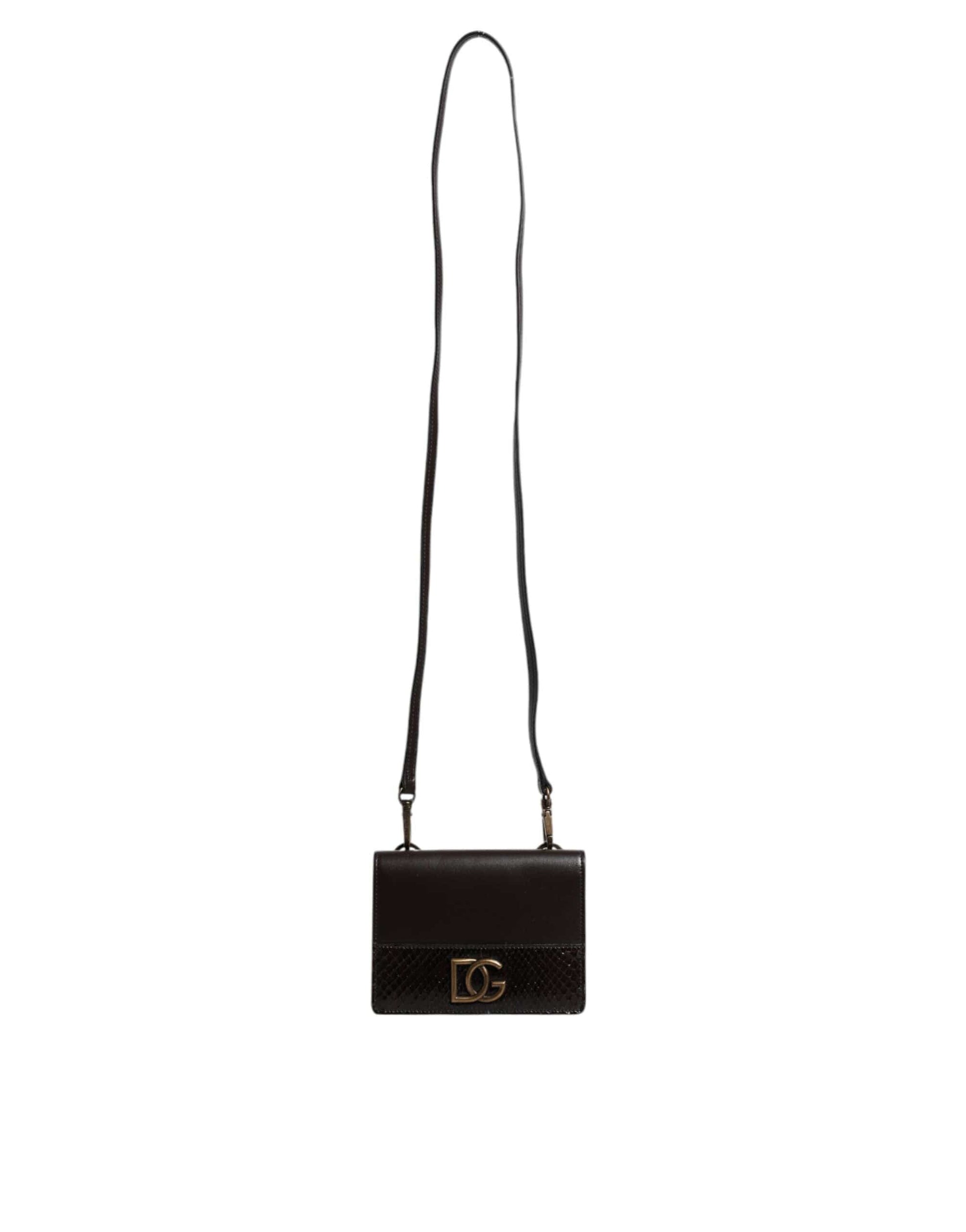Dolce & Gabbana Dolce & Gabbana Brown Leather Bifold DG Logo Cardholder Sling Strap Wallet