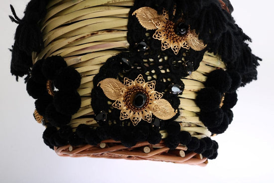 Dolce & Gabbana Dolce & Gabbana Chic Beige & Black Straw Snakeskin Bucket Bag