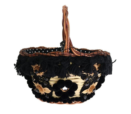 Dolce & Gabbana Dolce & Gabbana Chic Beige & Black Straw Snakeskin Bucket Bag