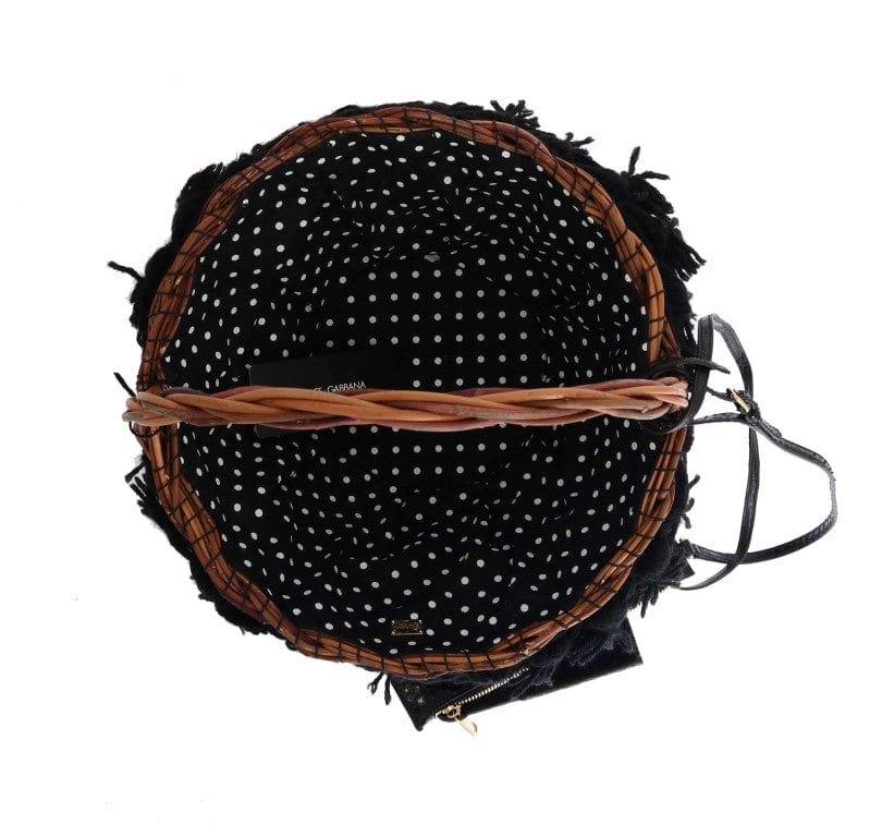 Dolce & Gabbana Dolce & Gabbana Chic Beige & Black Straw Snakeskin Bucket Bag