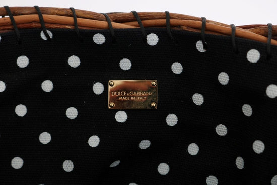Dolce & Gabbana Dolce & Gabbana Chic Beige & Black Straw Snakeskin Bucket Bag