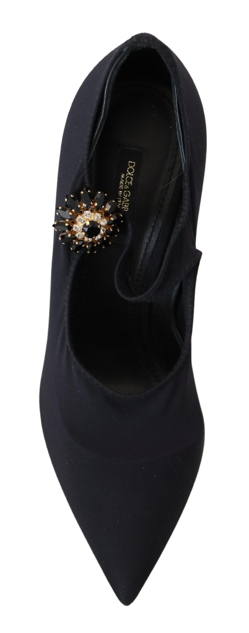 Dolce & Gabbana Dolce & Gabbana Chic Black Mary Jane Sock Pumps with Crystals
