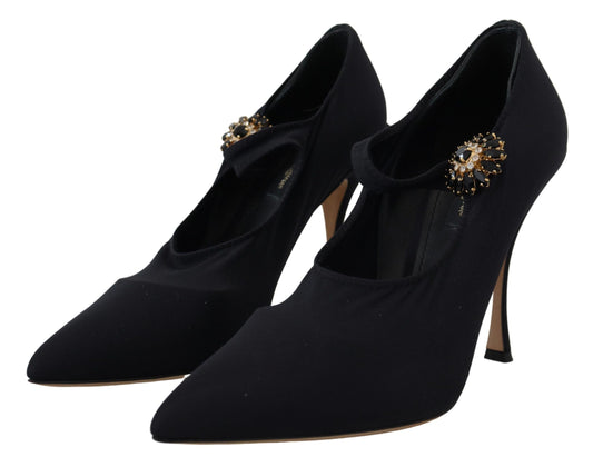 Dolce & Gabbana Dolce & Gabbana Chic Black Mary Jane Sock Pumps with Crystals