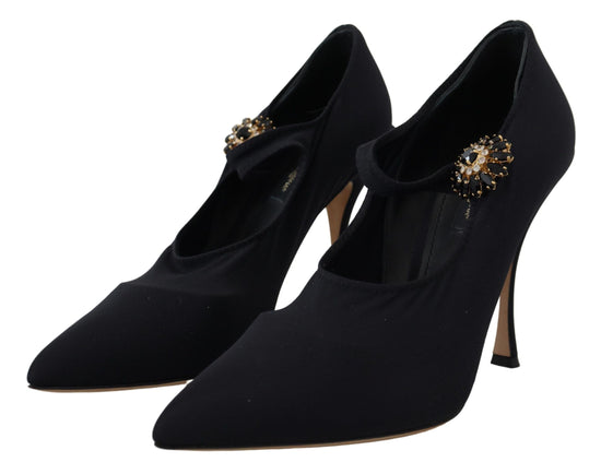 Dolce & Gabbana Dolce & Gabbana Chic Black Mary Jane Sock Pumps with Crystals