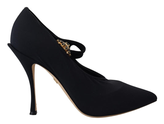 Dolce & Gabbana Dolce & Gabbana Chic Black Mary Jane Sock Pumps with Crystals