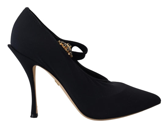 Dolce & Gabbana Dolce & Gabbana Chic Black Mary Jane Sock Pumps with Crystals