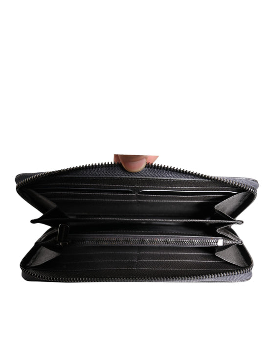 Dolce & Gabbana Dolce & Gabbana Dark Gray Leather DG Logo Zip Around Continental Wallet
