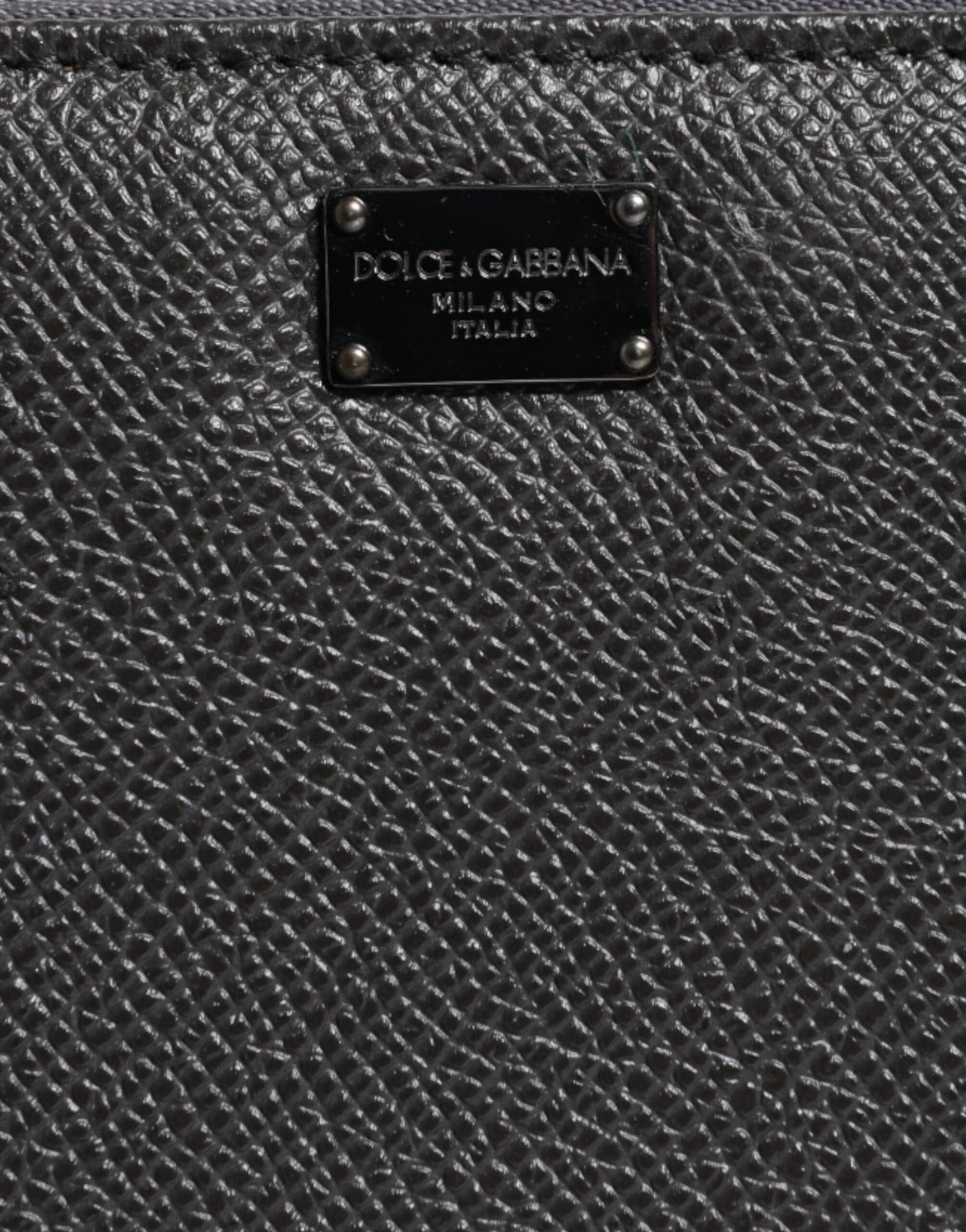 Dolce & Gabbana Dolce & Gabbana Dark Gray Leather DG Logo Zip Around Continental Wallet