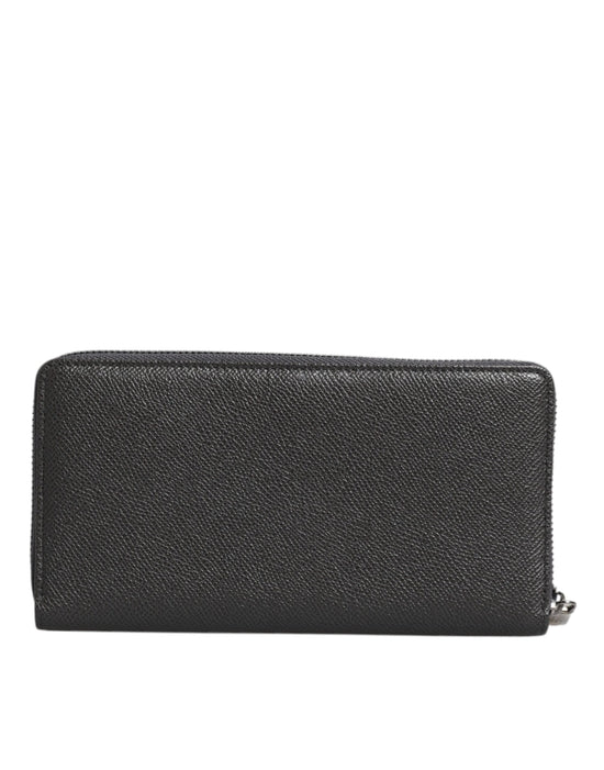 Dolce & Gabbana Dolce & Gabbana Dark Gray Leather DG Logo Zip Around Continental Wallet