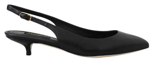Dolce & Gabbana Dolce & Gabbana Elegant Black Leather Slingback Pumps