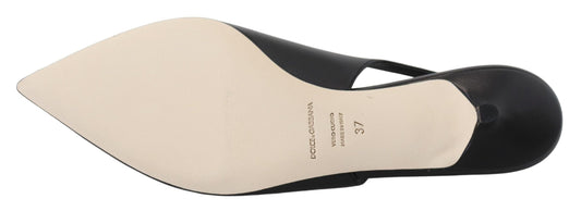 Dolce & Gabbana Dolce & Gabbana Elegant Black Leather Slingback Pumps