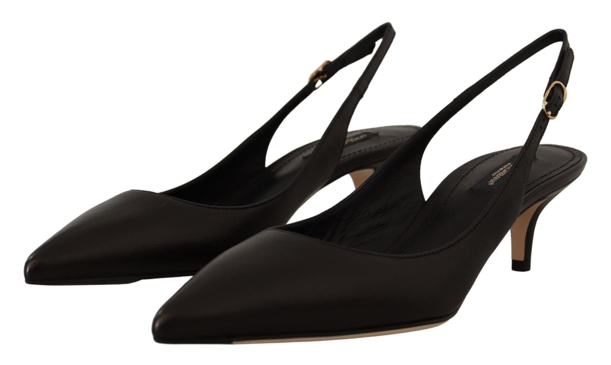 Dolce & Gabbana Dolce & Gabbana Elegant Black Leather Slingbacks Heels
