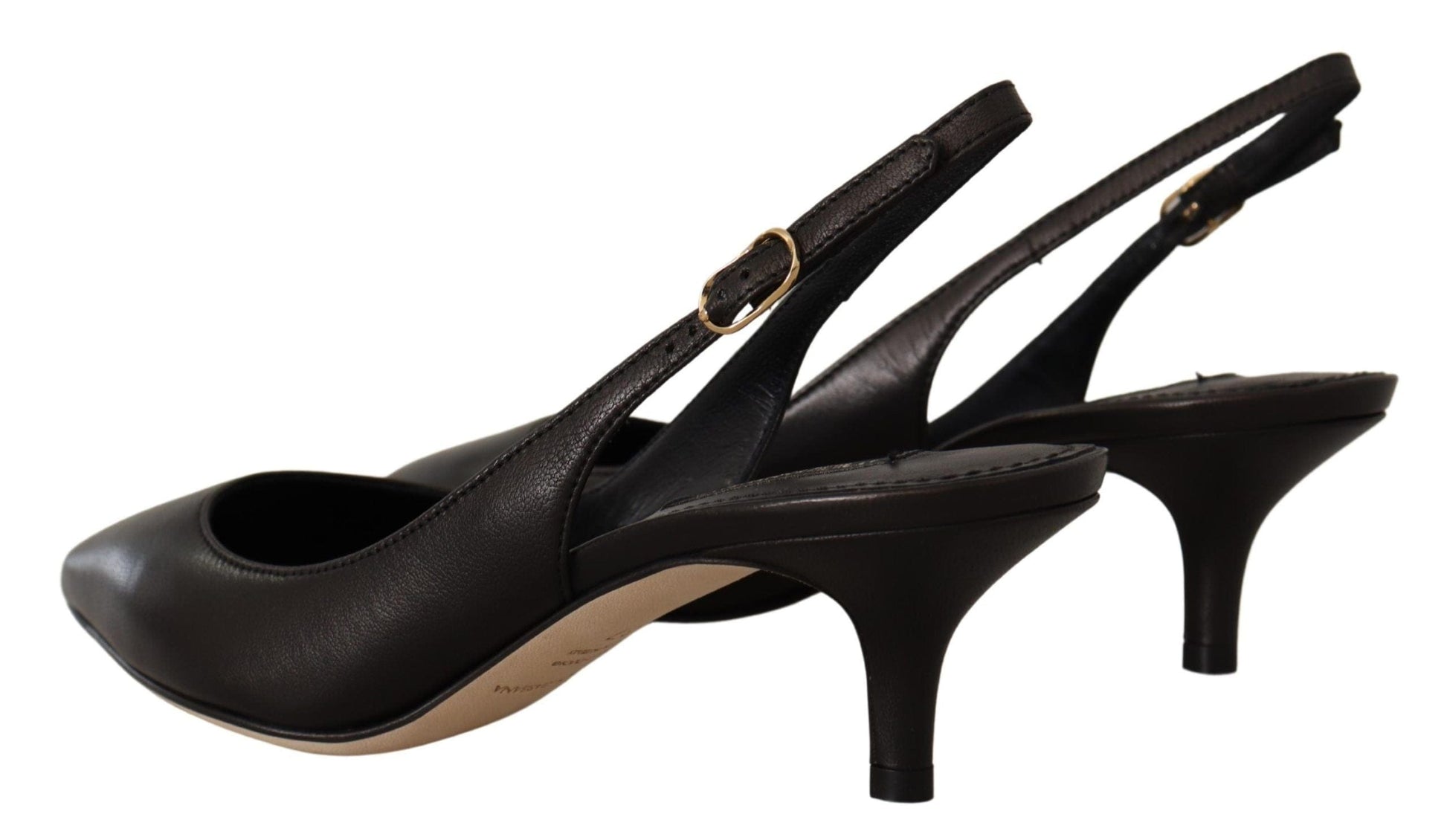 Dolce & Gabbana Dolce & Gabbana Elegant Black Leather Slingbacks Heels
