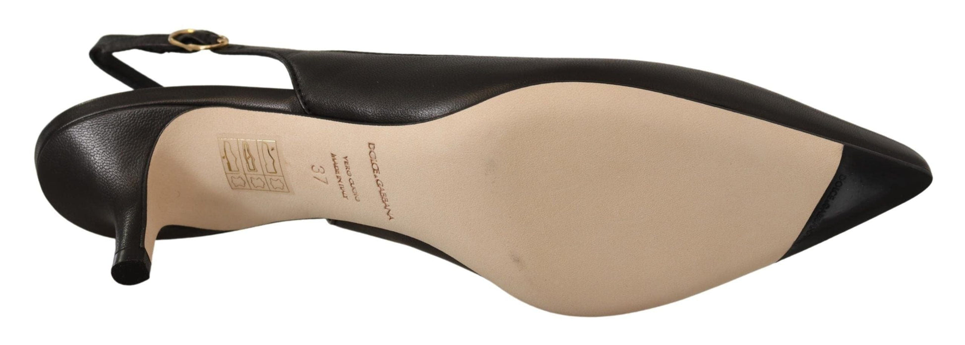 Dolce & Gabbana Dolce & Gabbana Elegant Black Leather Slingbacks Heels