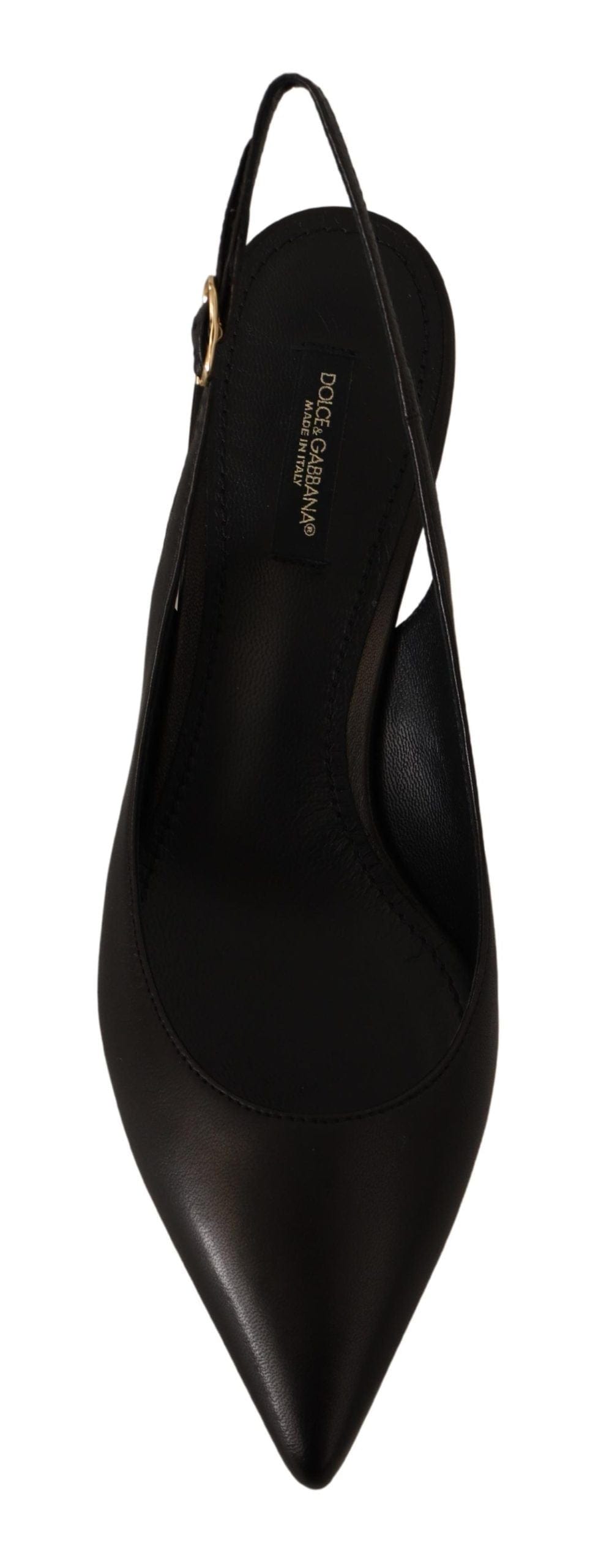 Dolce & Gabbana Dolce & Gabbana Elegant Black Leather Slingbacks Heels
