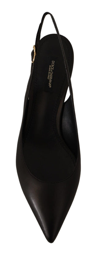 Dolce & Gabbana Dolce & Gabbana Elegant Black Leather Slingbacks Heels