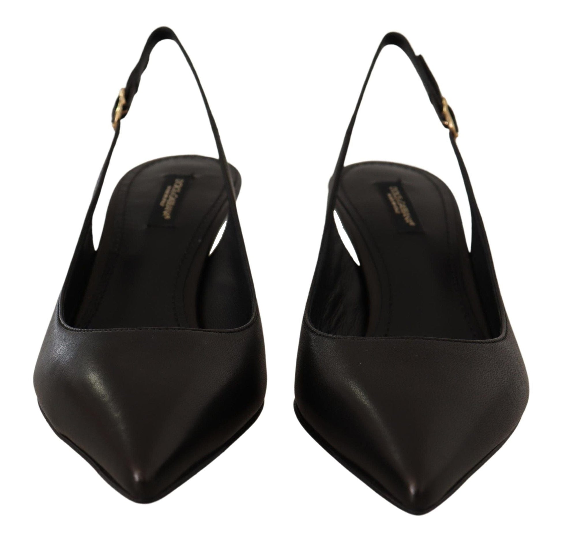 Dolce & Gabbana Dolce & Gabbana Elegant Black Leather Slingbacks Heels