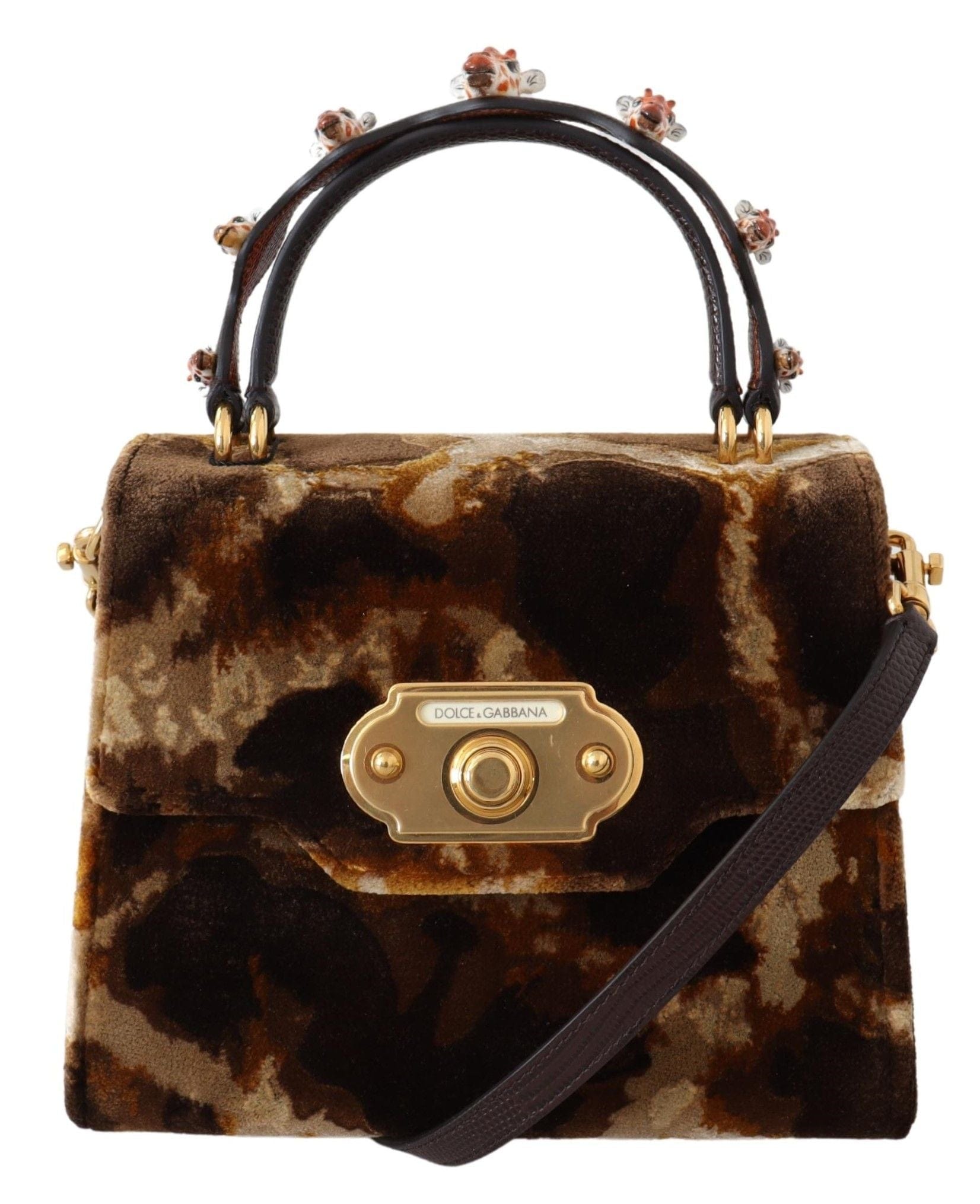Dolce & Gabbana Dolce & Gabbana Elegant Giraffe Pattern Welcome Bag with Gold Accents