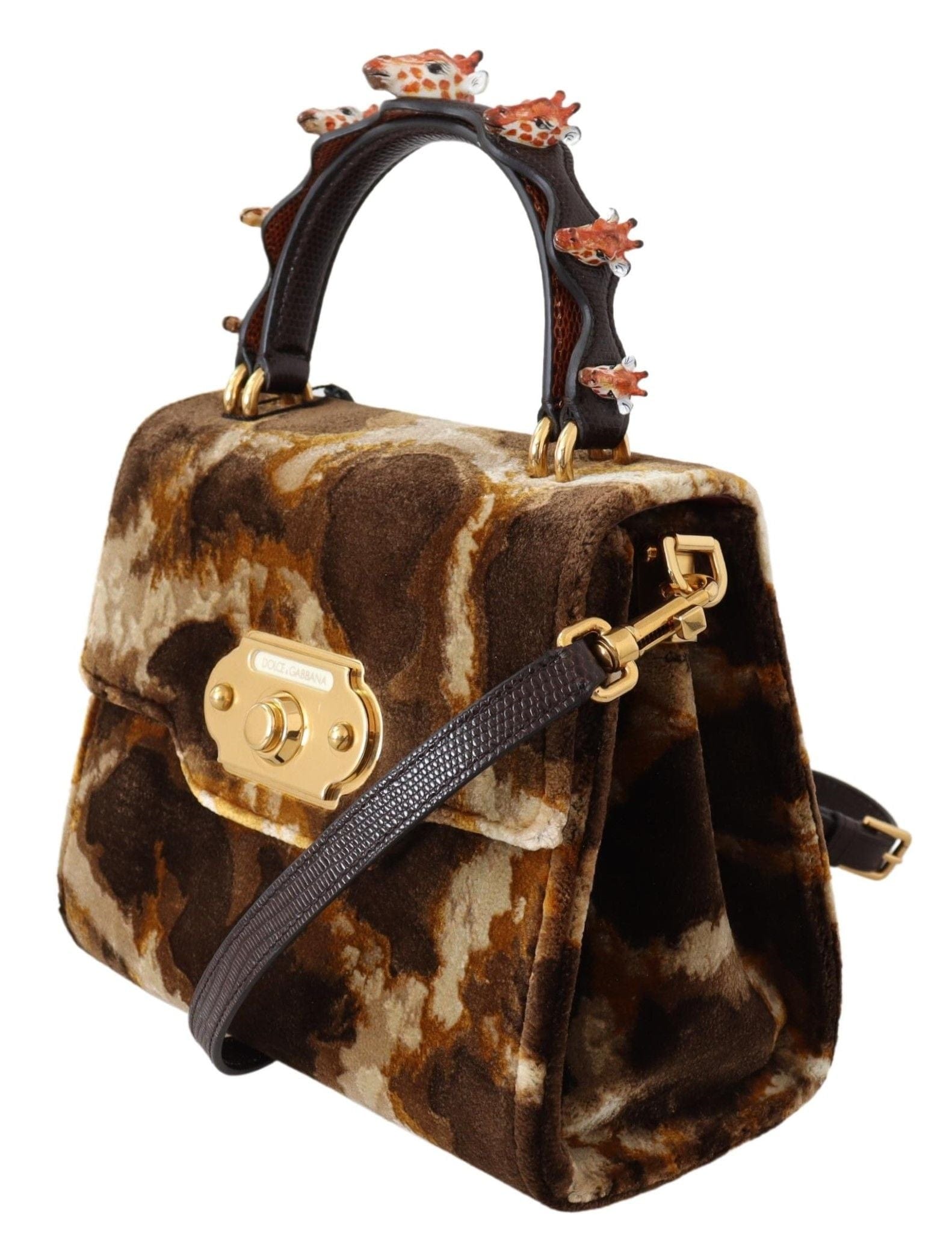 Dolce & Gabbana Dolce & Gabbana Elegant Giraffe Pattern Welcome Bag with Gold Accents