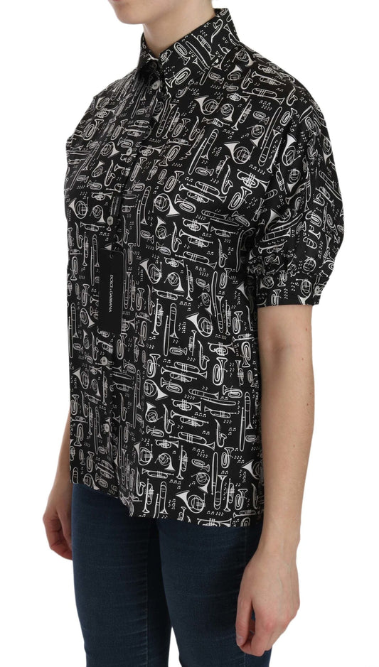 Dolce & Gabbana Dolce & Gabbana Elegant Musical Instrument Silk Top