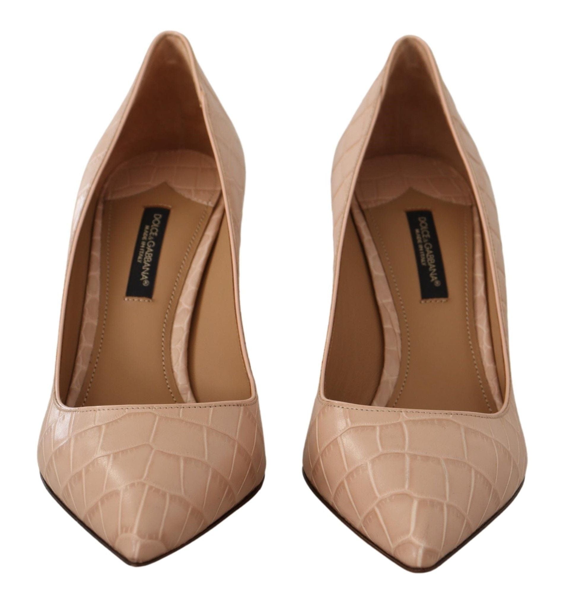 Dolce & Gabbana Dolce & Gabbana Elegant Nude Leather Kitten Heels Pumps