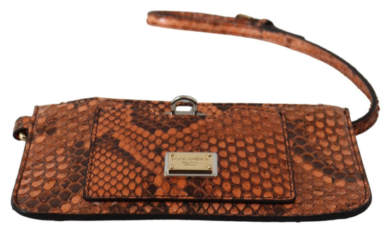 Dolce & Gabbana Dolce & Gabbana Elegant Python Patterned Leather Wristlet