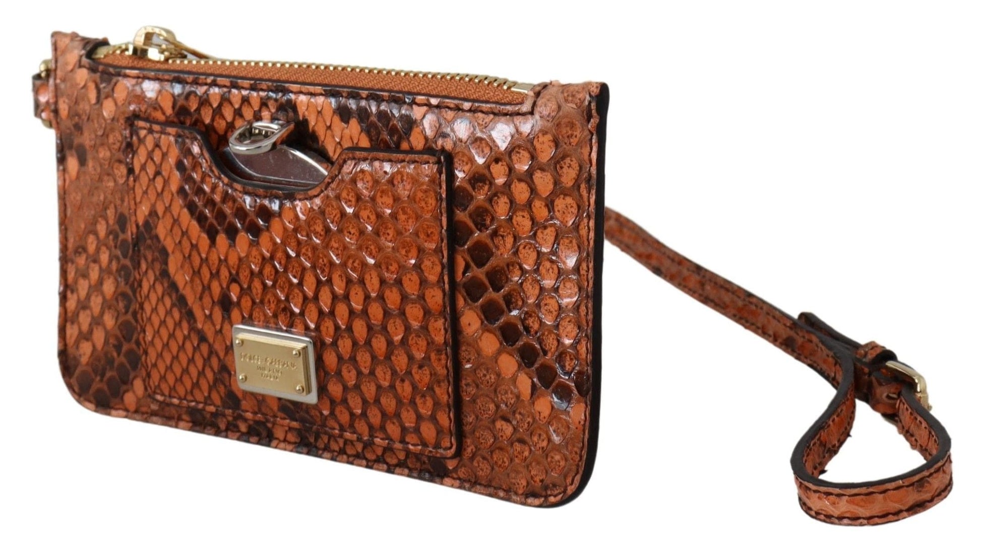 Dolce & Gabbana Dolce & Gabbana Elegant Python Patterned Leather Wristlet